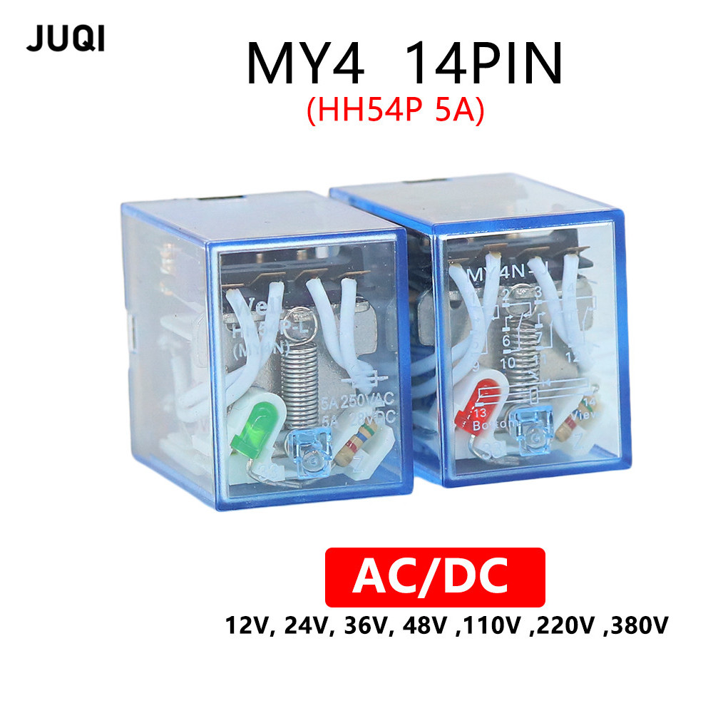 1PCS MY4 General Purpose Relay 4pdt,14p relais DC 12V/ 24V /110V 220V relay MY4 switch 5A