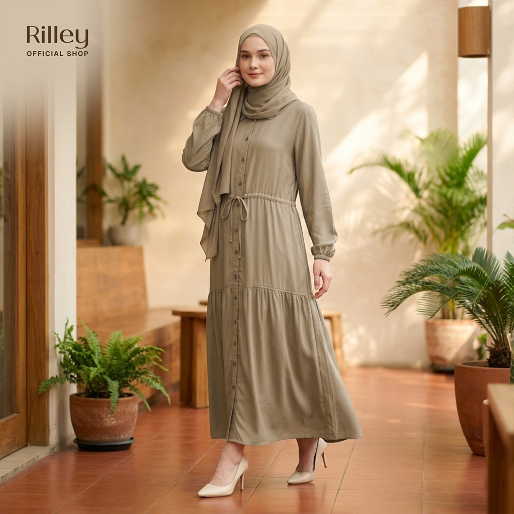 RILLEY - Gamis Celmira | Gamis Wanita Adem Bahan Rayon Dobby