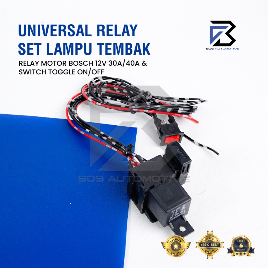 Kabel Set Relay Lampu Foglamp Lampu Tembak Motor dengan Relay Bosch 12v