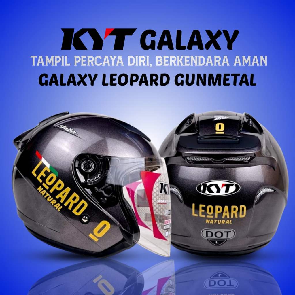 Kyt Galaxy Flat R Gunmetal Glossy Leopard / Helm Kyt Half Face SNI