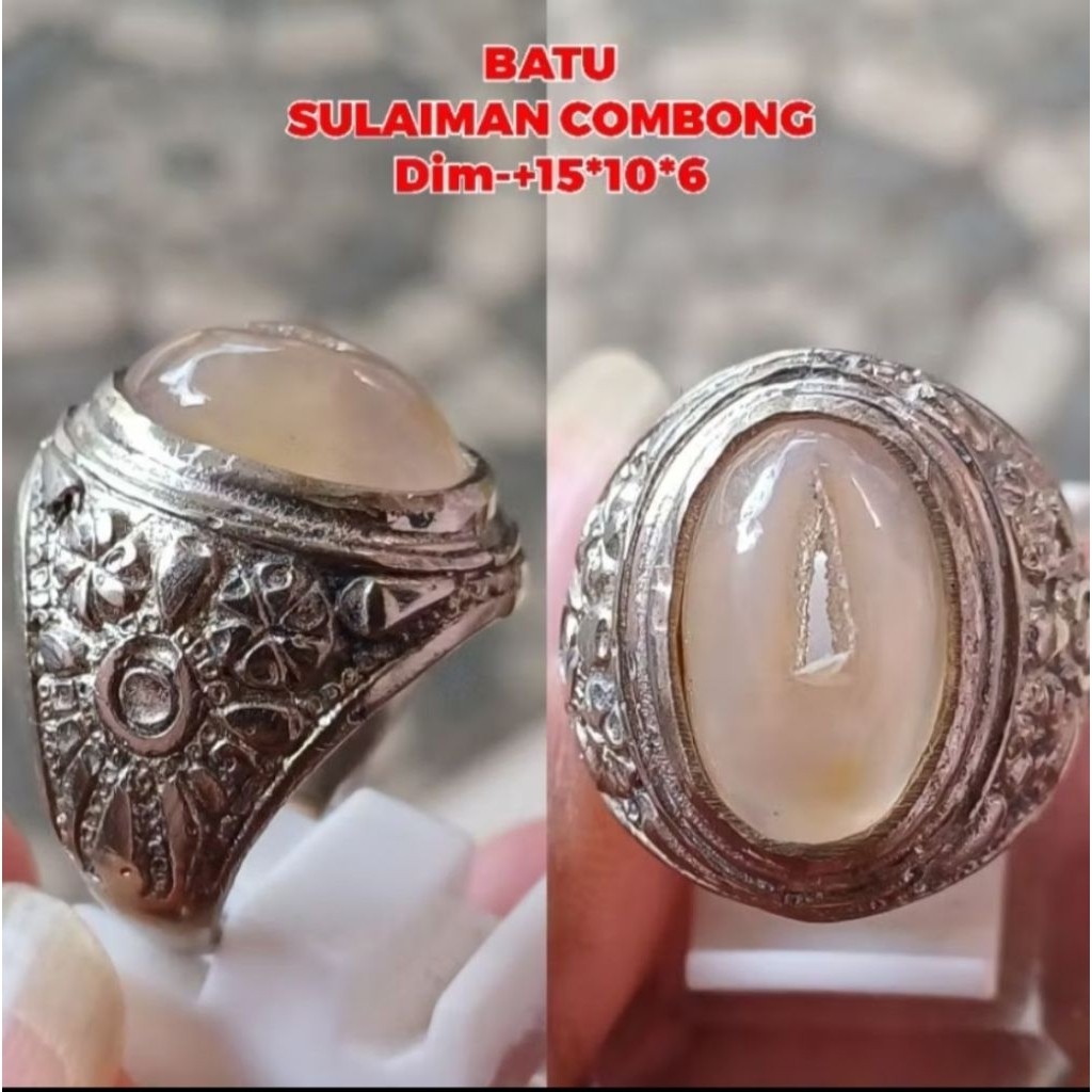 CINCIN BATU COMBONG PUTIH CRYSTAL NATURAL ALAM