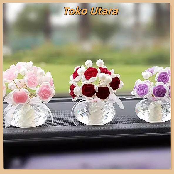 Pajangan Aksesoris Dashboard Kaca Dekorasi Aksesoris Mobil / Ornamen Kristal Mawar