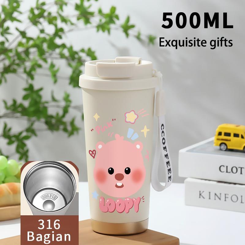 Tumbler Labubu Loopy Kopi CUP 500 ML Termos Stainless  Custom  Steel Straw Bottle Botol Minum Aesthe