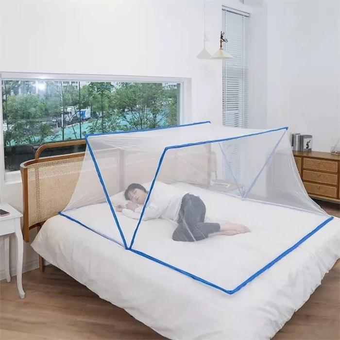 Kelambu Tempat Tidur 120 x 200cm Semua Ukuran/Kelambu Kotak Lipat - Kotak 80x190 CM, Biru Muda
