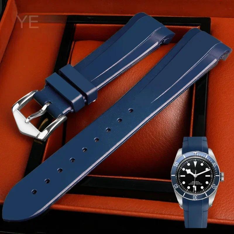 Wear Resistant and Durable Silicone Watbands for Tudor 1958 Black Bay Qieng M79230B-0008 Curved Inte