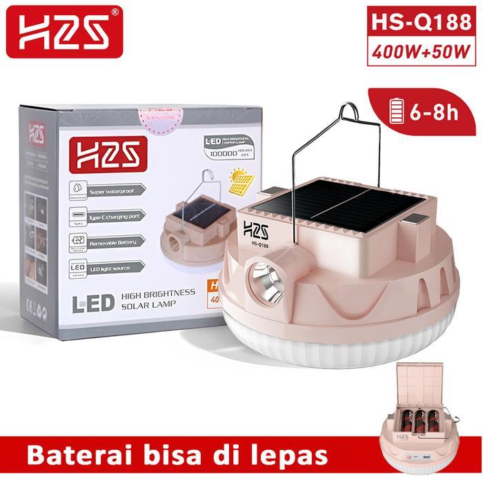 H2S Lampu LED Emergency UFO + Senter HS-Q188 Solar Panel 400w + 50w Baterai Lepas - 400w HS-Q188