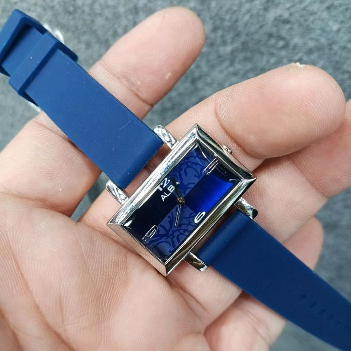 Jam Tangan Wanita Alba AC3S55X1 Rubber Edition  Alba AC3S55  Rubber Edition Silver Blue Dial Origina