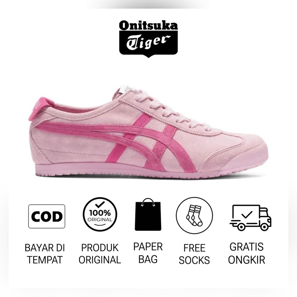 Sepatu Onitsuka Tiger Mexico 66 Patou Cotton Candi Bright Pink Original / sepatu Wanita / Sneakers W