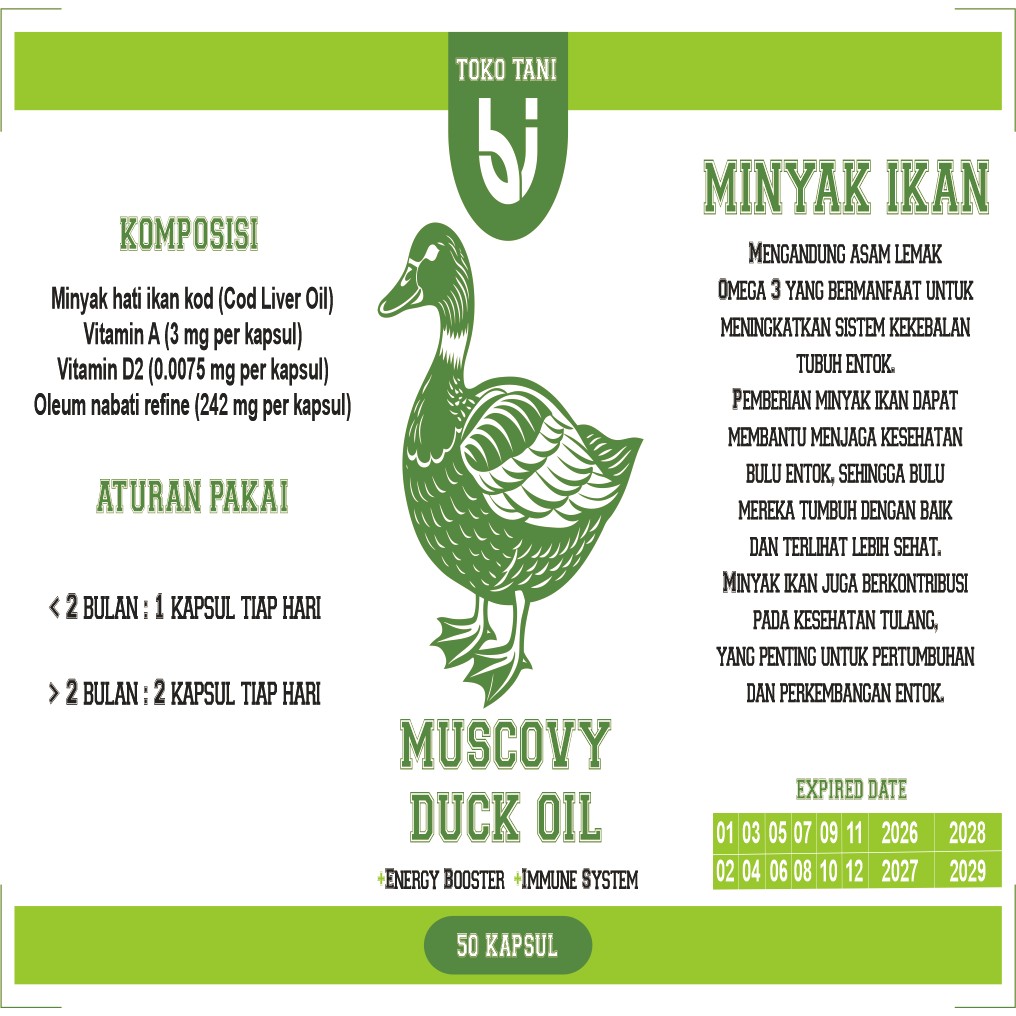 PROMO MUSCOVY DUCK OIL MINYAK IKAN 50 BUTIR VITAMIN ENTOK JUMBO RAMBON DAN HIAS LAINNYA