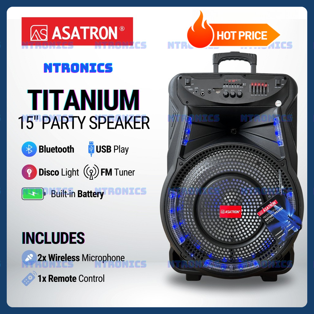 Asatron Titanium 15 Inch Bluetooth Party Speaker