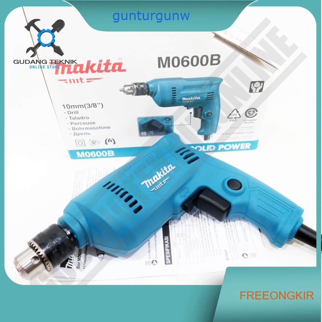 Mesin Bor Listrik 10mm MAKITA M0600B MAKTEC MT60 / Mesin Bor Besi kayu Beton 10 mm MT 60 - Elektrik 