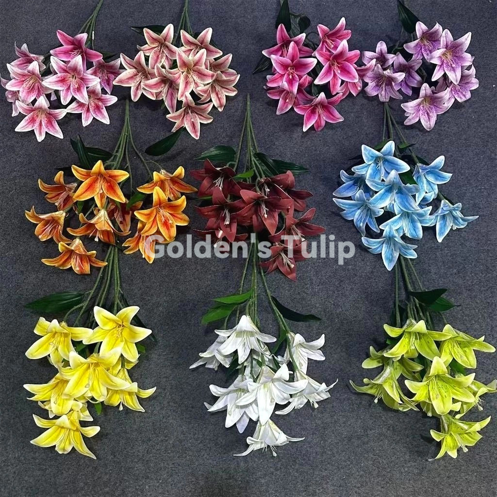 [COD] Bunga Lili Palsu Cantik 9 Kuntum Buket Kado Ulang Tahun & Dekorasi Pernikahan Ruang Tamu