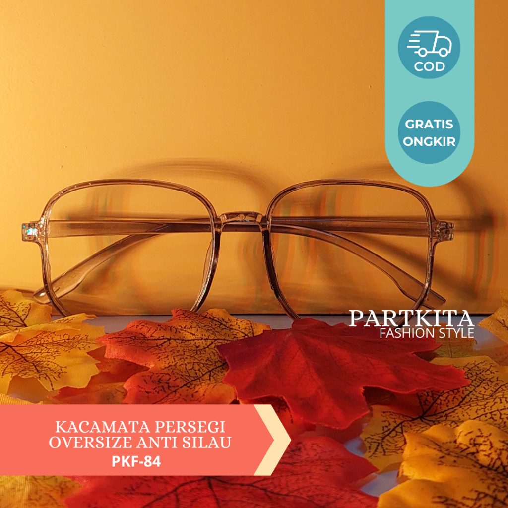 Kacamata Bening Persegi Oversize Anti Silau [COD] Kaca Mata Bening Gaya Kerja Unisex Pria Wanita