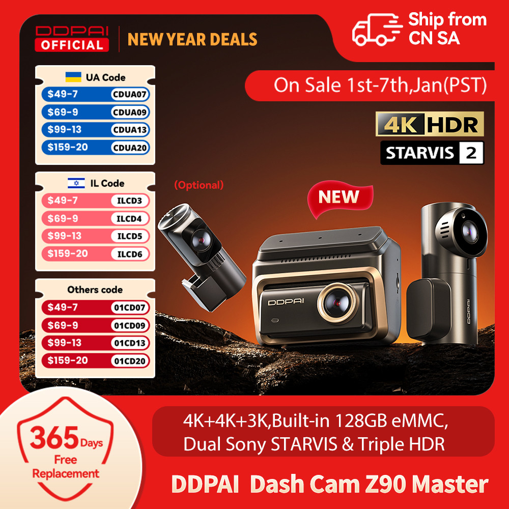 DDPAI 4K+4K New Z90 Master Dual 4K Front Rear Dual HDR for Sony Car Dash Cam ADAS Parking 5GHz WiFi 
