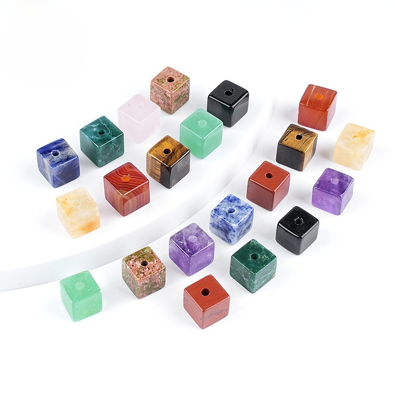 10Mm kristal persegi 2mm manik-manik lubang besar, manik-manik lepas terpisah, gula batu kristal ala