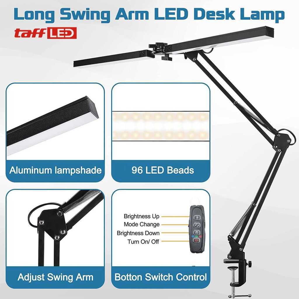 Nusaneka Lampu Meja Baca LED Double Head 3 Color Mode SMD - ZN14