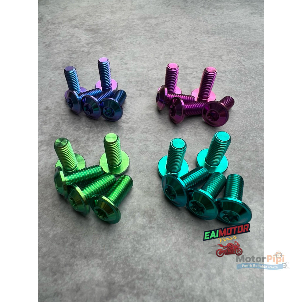 Baut Cakram Titanium M8x25 Universal - Paket Baut Piringan All Motor-toko eaimotor