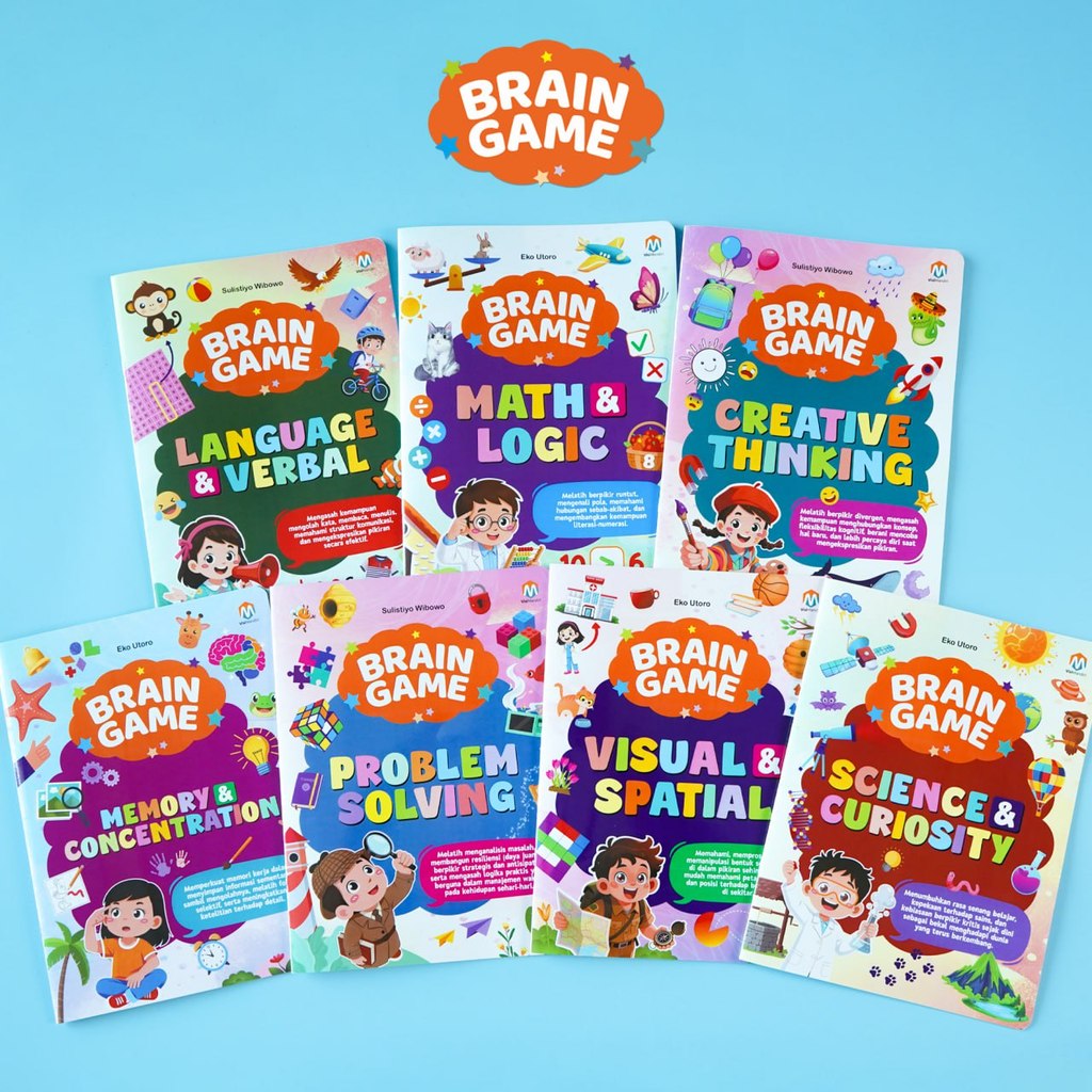 Paket Brain Game - Isi 7 Buku Aktivitas Anak TK SD Usia 5+ / Ziyadbooks Activity Book for Kids Latih