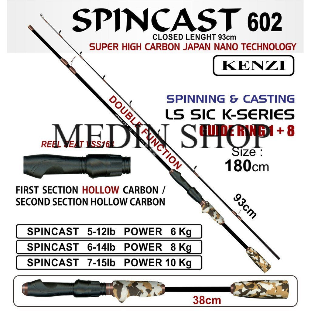 JORAN KENZI SPINCAST 602 SPINNING AND CASTING 5-12LB 6KG/ 6-14 LB 8KG/ 7-15LB 10 KG 180CM MEDIN SHOP