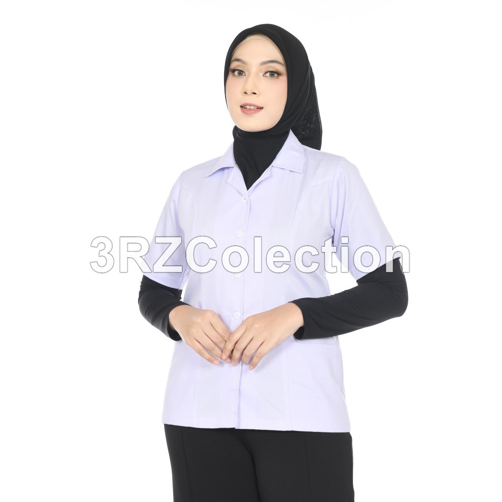 WIDHISTORE Kemeja Putih Pdh Wanita Lengan Pendek Seragam Putih Perawat Wanita Baju Dinas Putih Pdh P