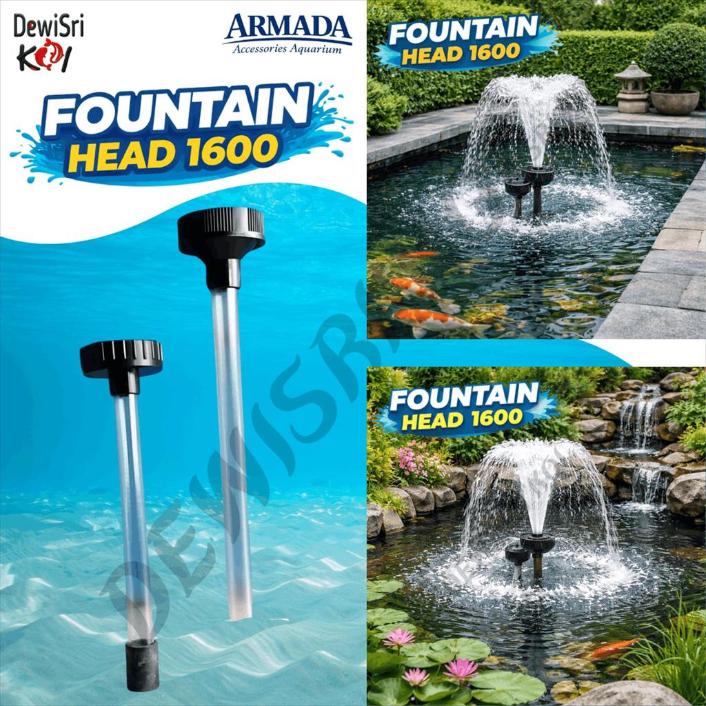 Armada Fountain Head 1600 Air Mancur Kolam 2 Level Kepala Ganda Nozzle Kolam Ikan Koi Cocok Pompa 16