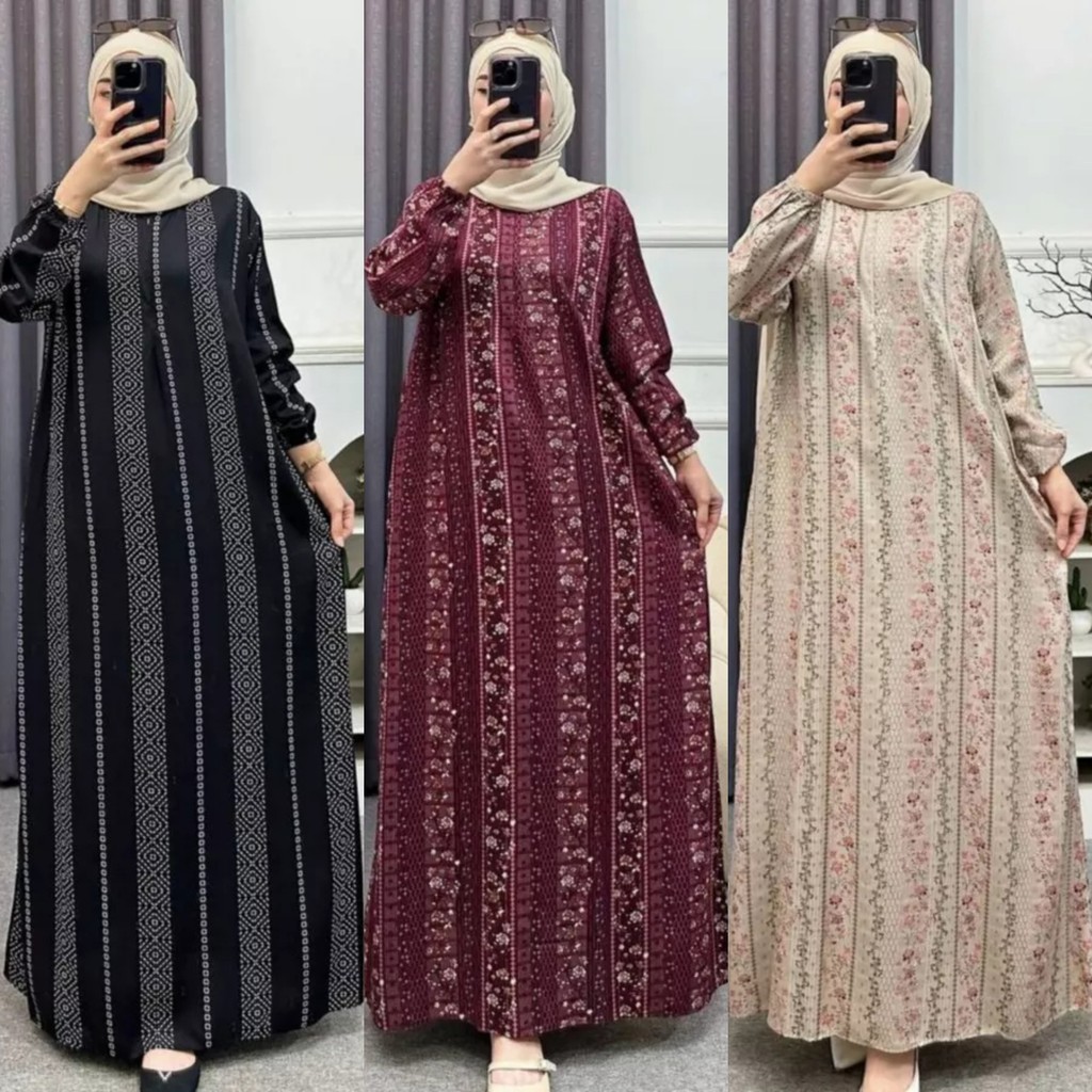 Gamis Anita Dress Panjang - Gamis Rayon Premium Viscose - Gamis Nyaman Dipakai Bahan Adem Sejuk LD 1