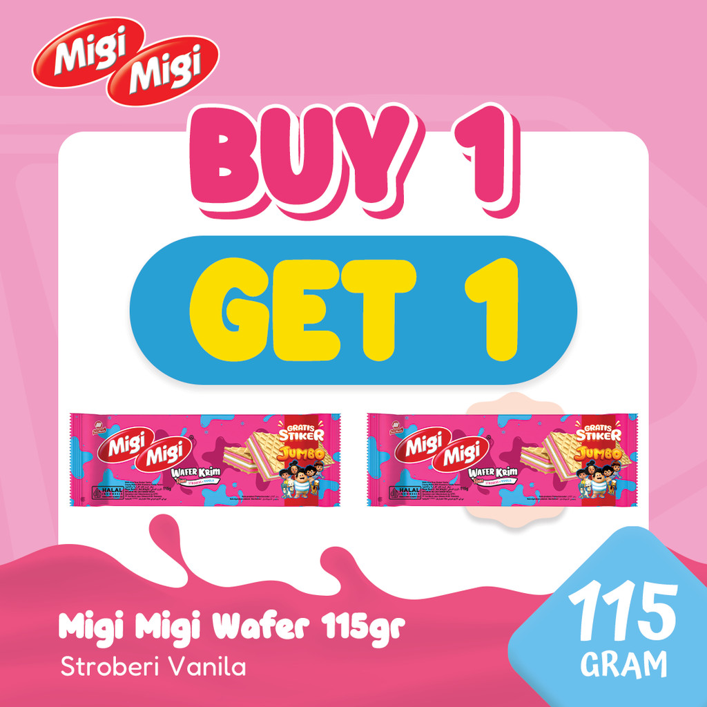 [BUY 1 GET 1] Migi Migi Wafer Krim 115gr Stroberi Vanilla