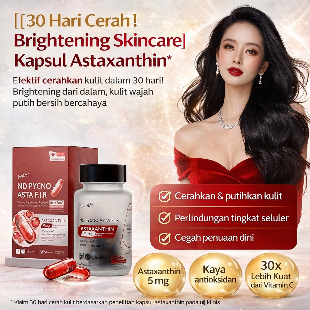 Kulit Putih Dalam 30 Hari  Kapsul Astaxanthin Astaxanthin/Kapsul Pemutih/Suplemen Kulit