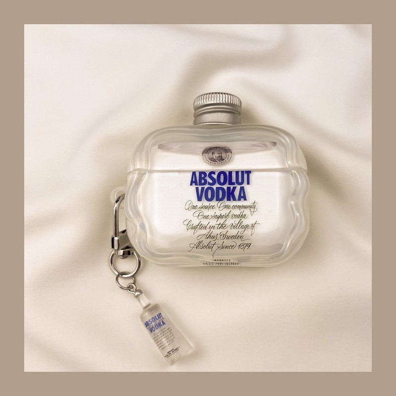 Absolut Vodka AirPods Case Clear  Bottle Shape With Mini Bottle Keyain For  AirPods Pro 2 Creative  