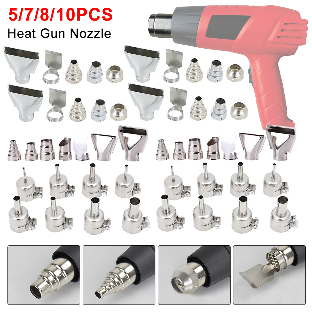 5/7/8/10pcs Metal Wind Nozzle Hot Air Gun Nozzle Kit Weg Nozzle Hot Air Nozzle Replacement Parts Hea