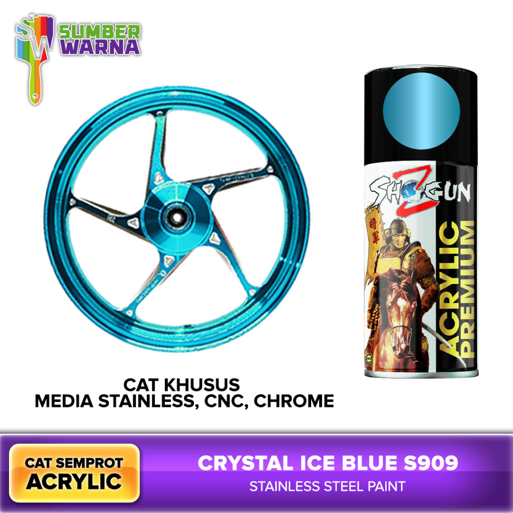 Cat Pilok Pilox Stainless Steel Cat Semprot Pilok Velg Motor CNC Ice Blue Shogun Z PREMIUM 300 ML