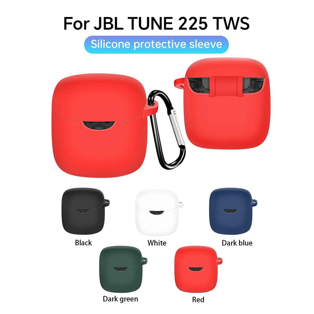 for JBL Tune 225 TWS Case Silicone T225 Protective Earphone Cases Cover Shockproof with Hook