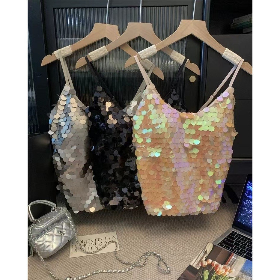 Bluehouse ( KURUS ONLY) Tanktop Manik Manik Blink Blink Seksi Night Party OOTD BKK Style