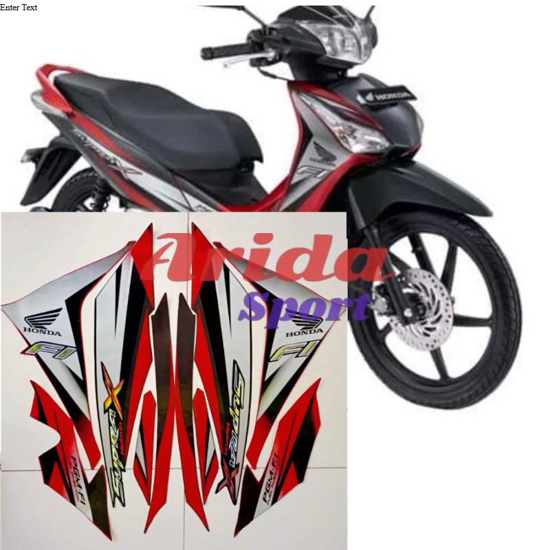 Striping stiker lis body supra x 125 helm in merah hitam 2012 2013