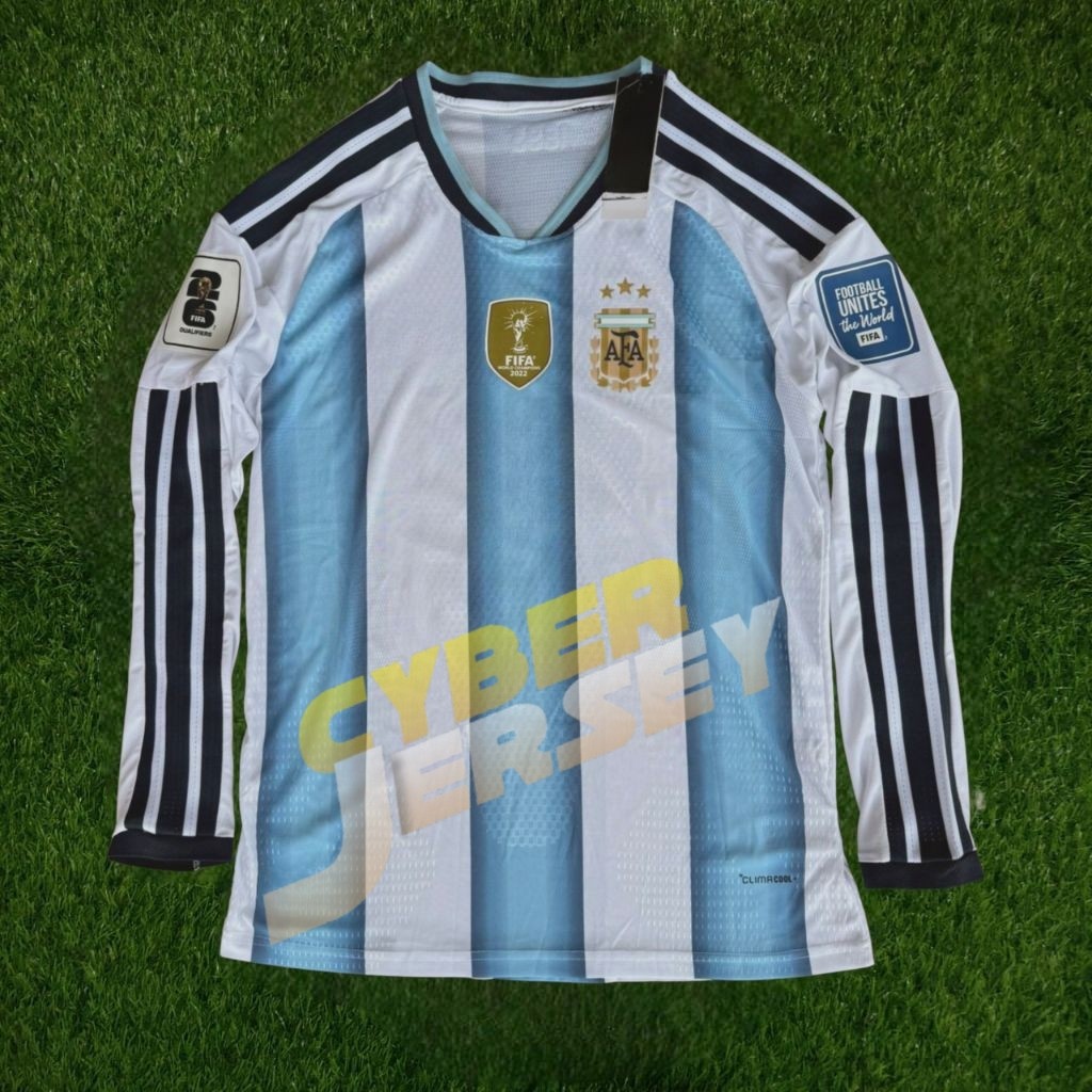 JERSEY BOLA PLAYER ISSUE LONGSLEEVE LS ARGENTINA HOME FULL PATCH PIALA DUNIA 2026 TOP QUALITY  BAJU 