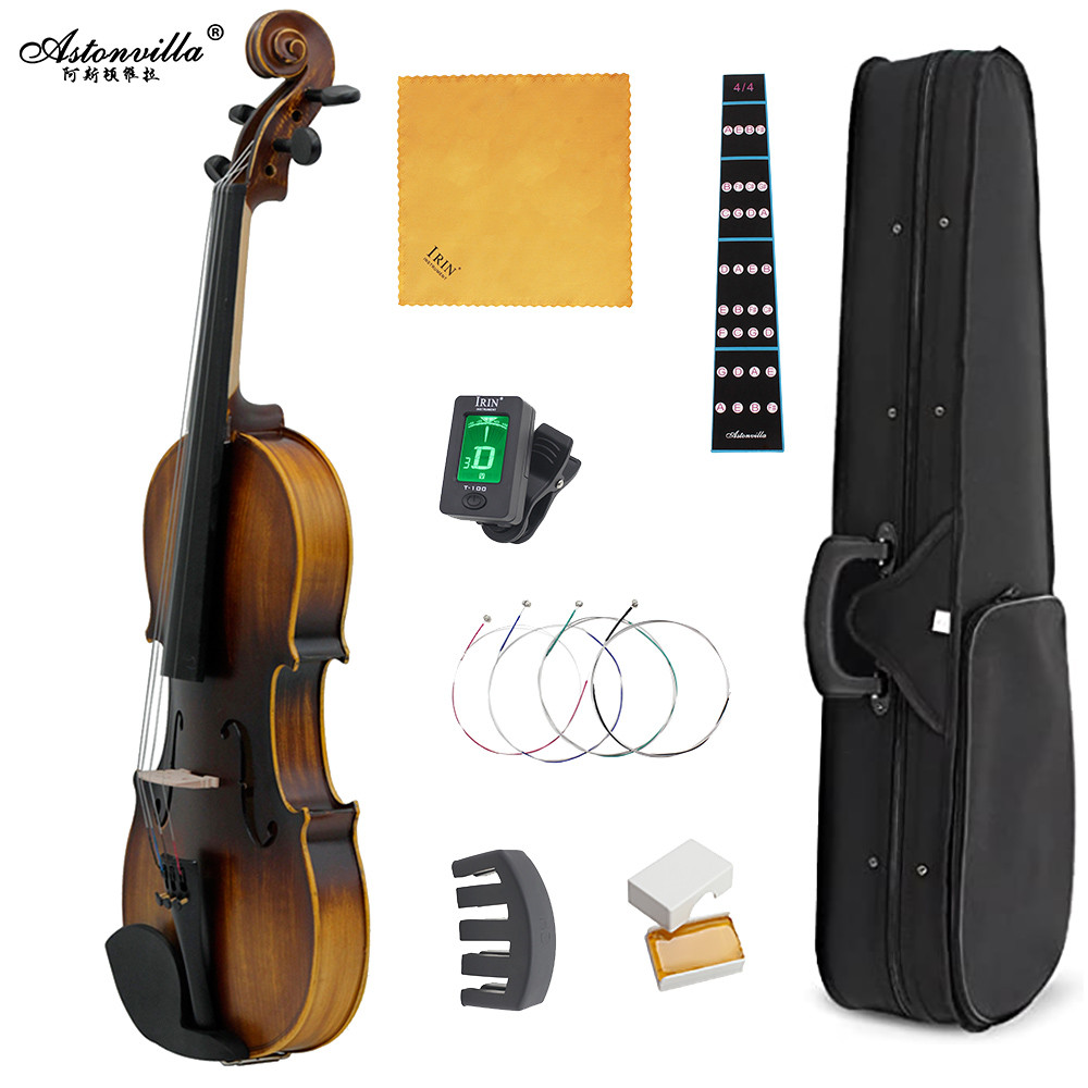 Astonvilla 4/4 Vintage Violin Exquisite Sub-gloss Varnish Stylish Retro Old-fashioned Violin Beginne