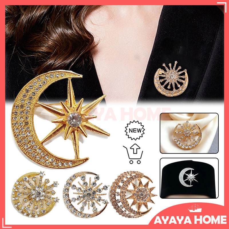 Bros Bulan /Bros Dada Tanjak Bulan Sabit/Bros Hijabers Aksesoris Kerudung Premium