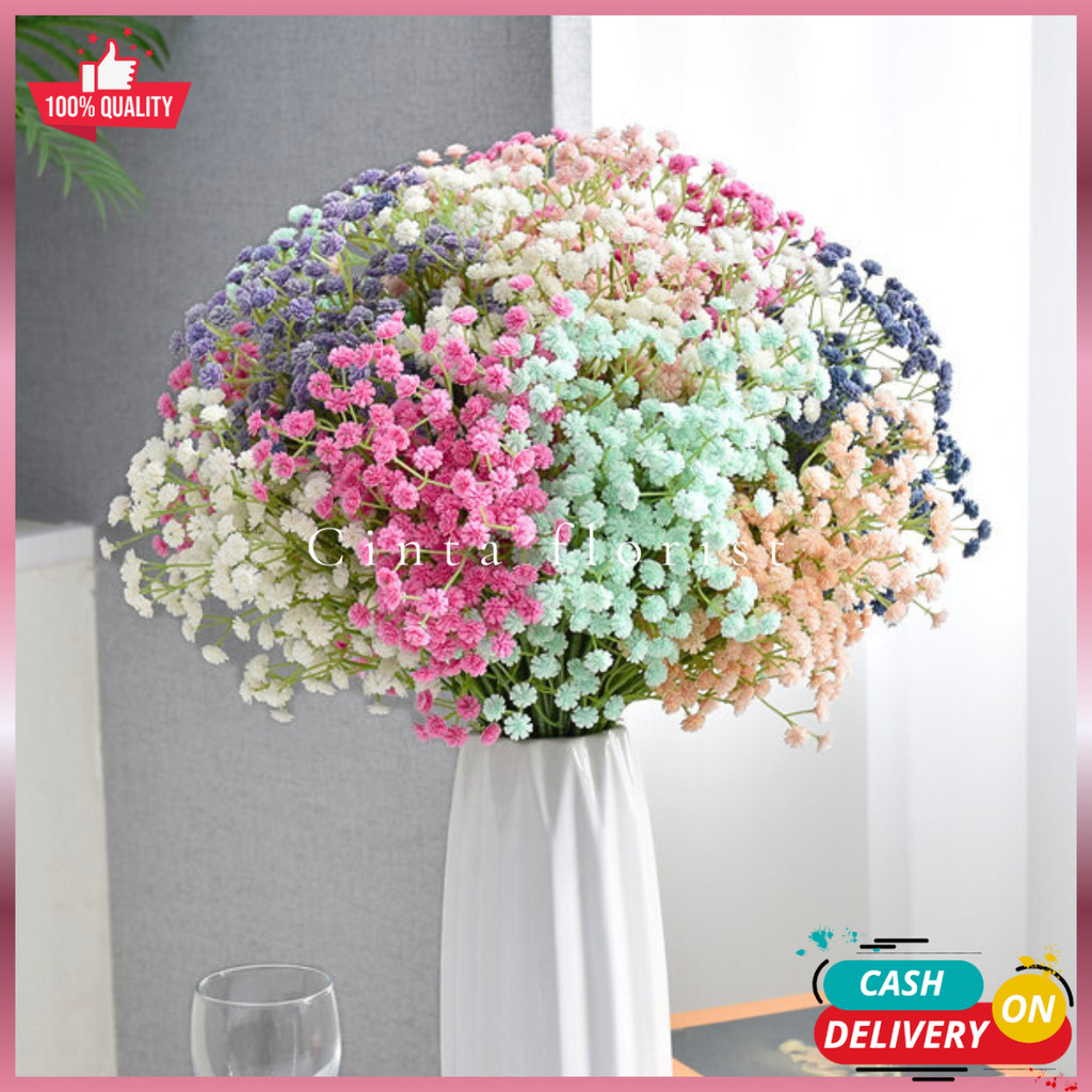 Baby Breath Tangkai Panjang Cabang 3 artificial/pikok gypsolia plastik/bunga plastik murah NK-324