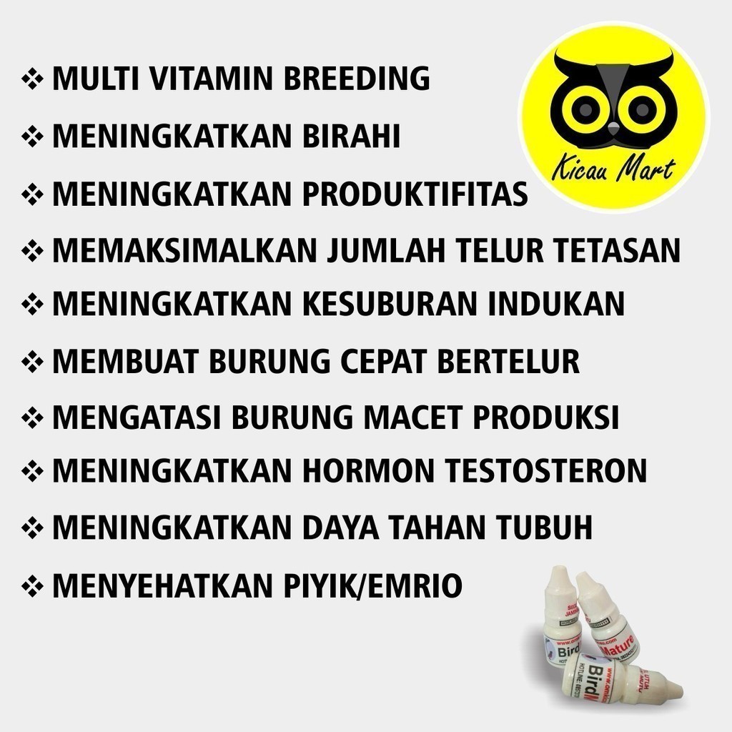 TergacorKICAU MART VITAMIN OBAT BREEDING TERNAK BURUNG KACER LOVEBIRD KENARI BIRD MATURE CAIR TETES 