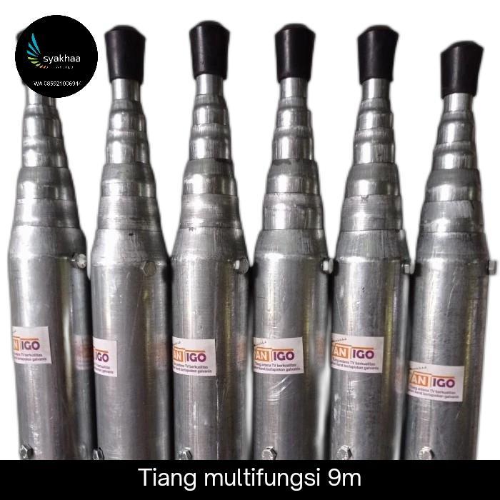 Tiang Multifungsi 9m (Wifi, Antena TV, Wireless dll) 6 susun tiang Pipa Besi