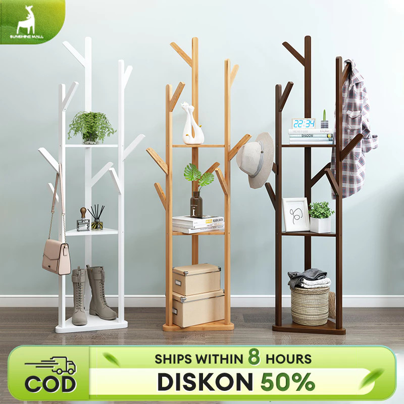 Stand Hanger Rak Mantel Kayu Rak Mantel Sederhana Gantungan Topi Multifungsi Stand Hanger Minimalis