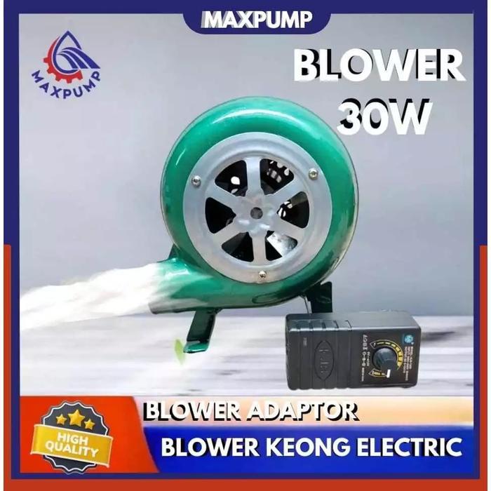 MAXPUMP Mesin Blower Keong Duduk 30 watt + Adaptor Blower Elektrik Electric Mini BBQ 1 Set Blower DC