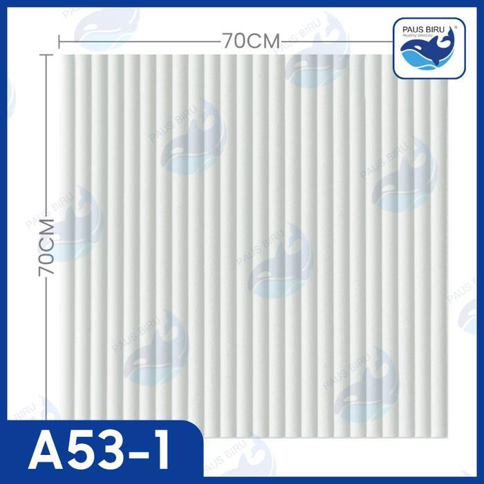 Paus Biru - Wallpaper Sticker Dinding Foam Motif 3D Dekorasi Kamar / Plafon Tekstur Kayu Log 70x70CM