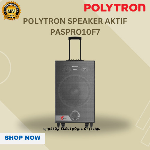 Polytron PASPRO10F7 Speaker Aktif Portable 10 Inch Dual Power AC & Battery Free 2 Wireless Mic TWS C