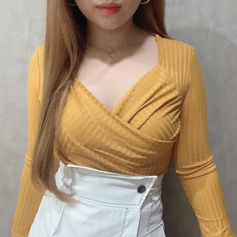 Wrap Long Sleeve Blouse | Atasan Lengan Panjang Wanita Korean Fashion