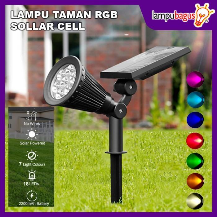 Lampu Sorot Taman LED Solar Cell / Lampu Taman Tenaga Surya RGB 18 LED