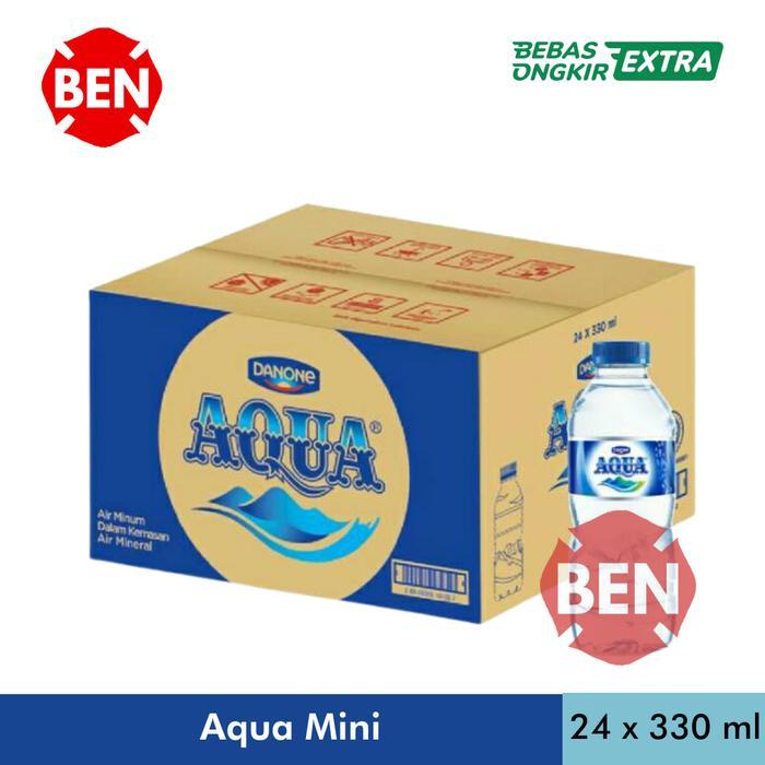 Aqua Mini 330ml 330 ml 1 Dus 24 Botol Pcs - Air Mineral Kecil Murah
