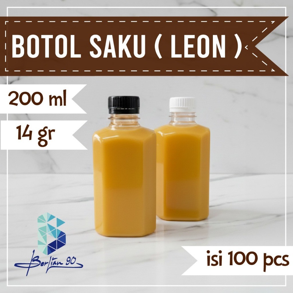 ZAHASHOP ( isi 100 ) Botol Leon 200ml | Botol Plastik 200ml Leon | Botol Kopi Unik | Botol PET 200ml