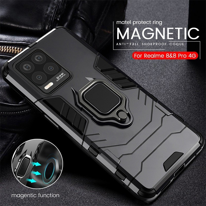 CASE REALME 8 8i 8 PRO 8 5G IRING CASE ROBOT ARMOR STANDING PHONE