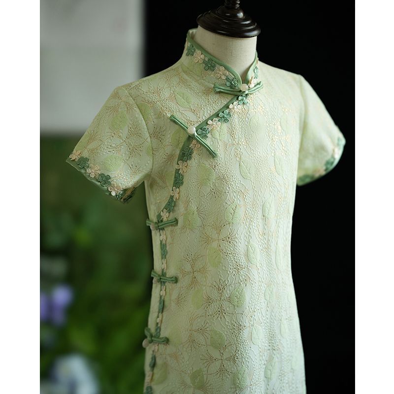 [COD]Gadis Hijau Cheongsam renda gaun mewah.